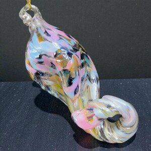 Hand Blown Studio Art Glass Swirl Iridescent Multicolored‎ Ornament Figurine VTG